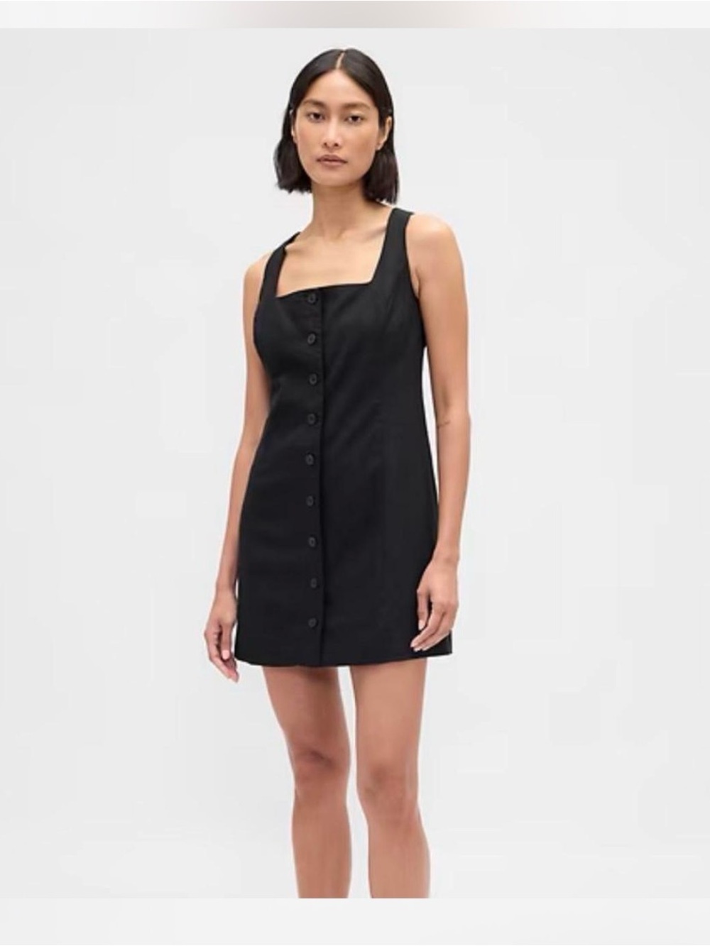 GAP Black Button-Front Mini Dress
